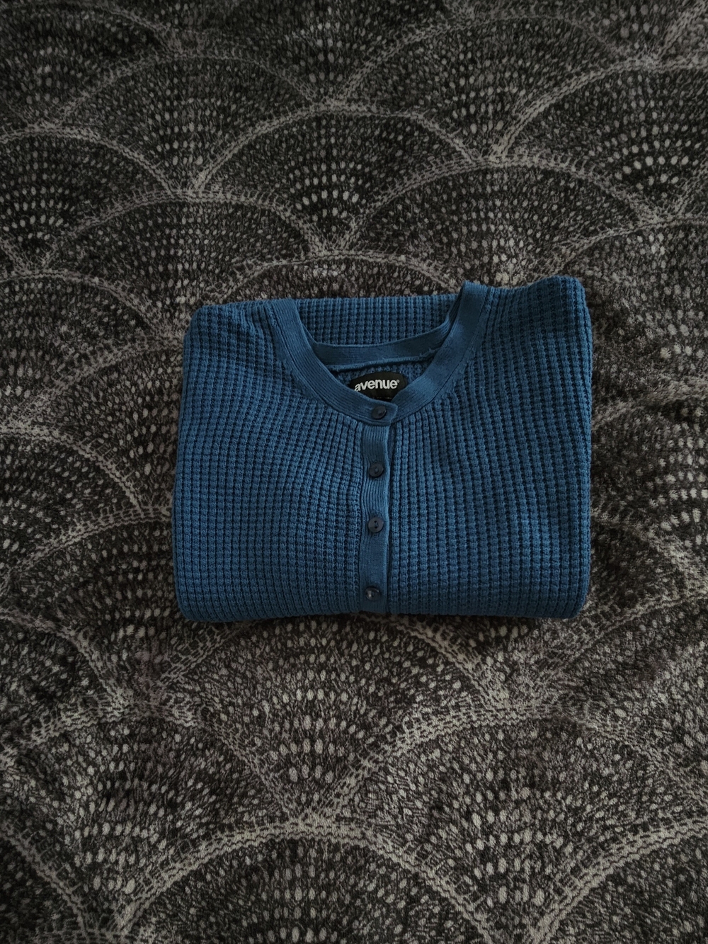 NWOT Avenue Men’s Teal Blue Waffle Knit Henley Shirt Size L (14/16) - Picture 14 of 14